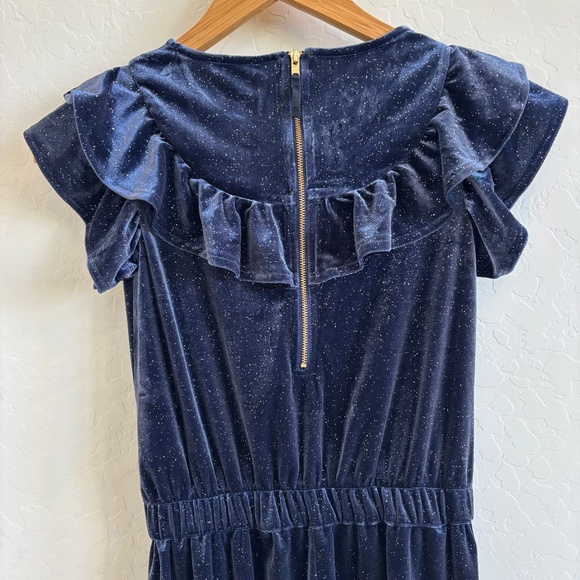 J.CREW CREWCUTS GIRLS  SPARKLY VELVET JUMPSUIT Blue , Size 10 - Picture 5 of 5